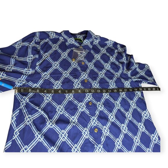 NWOT C. Wonder Printed Button Down Top Navy & White Patterned Size 12 - Picture 11 of 16